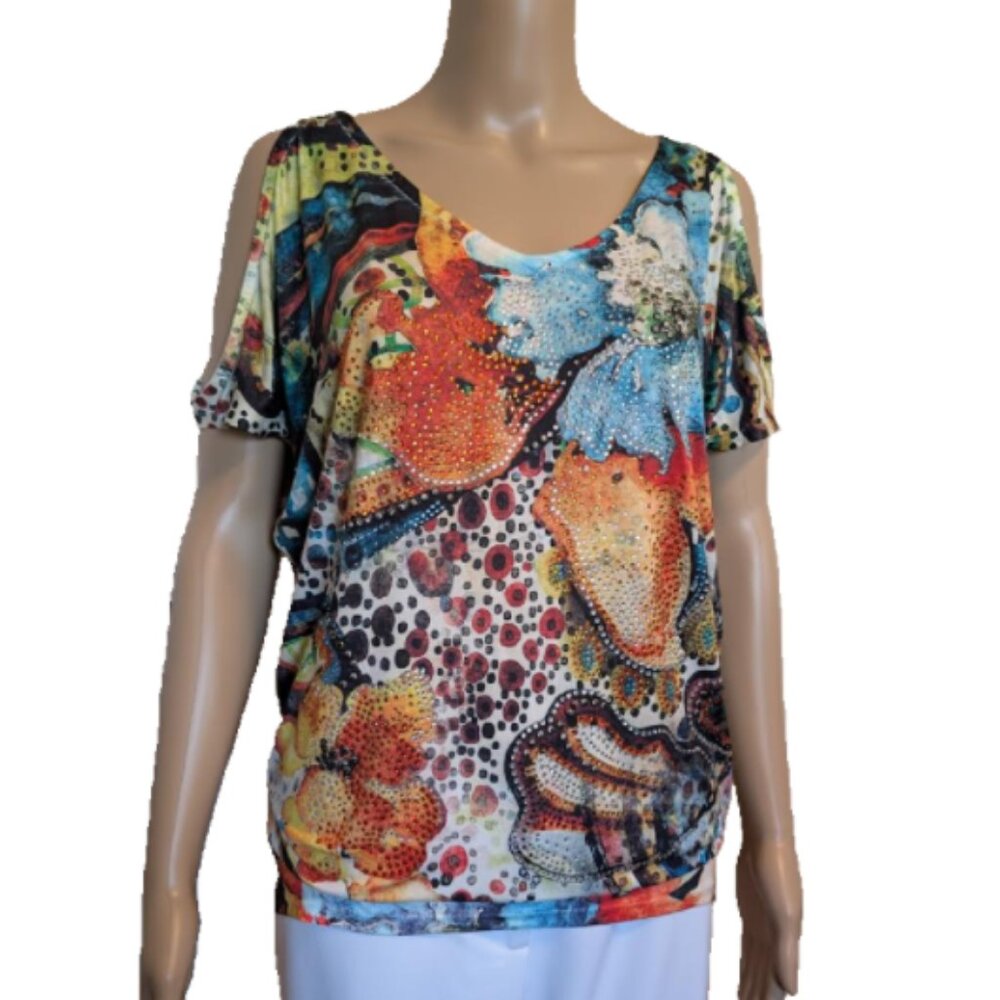 NWOT S-Twelve Cold Shoulder Top Size L